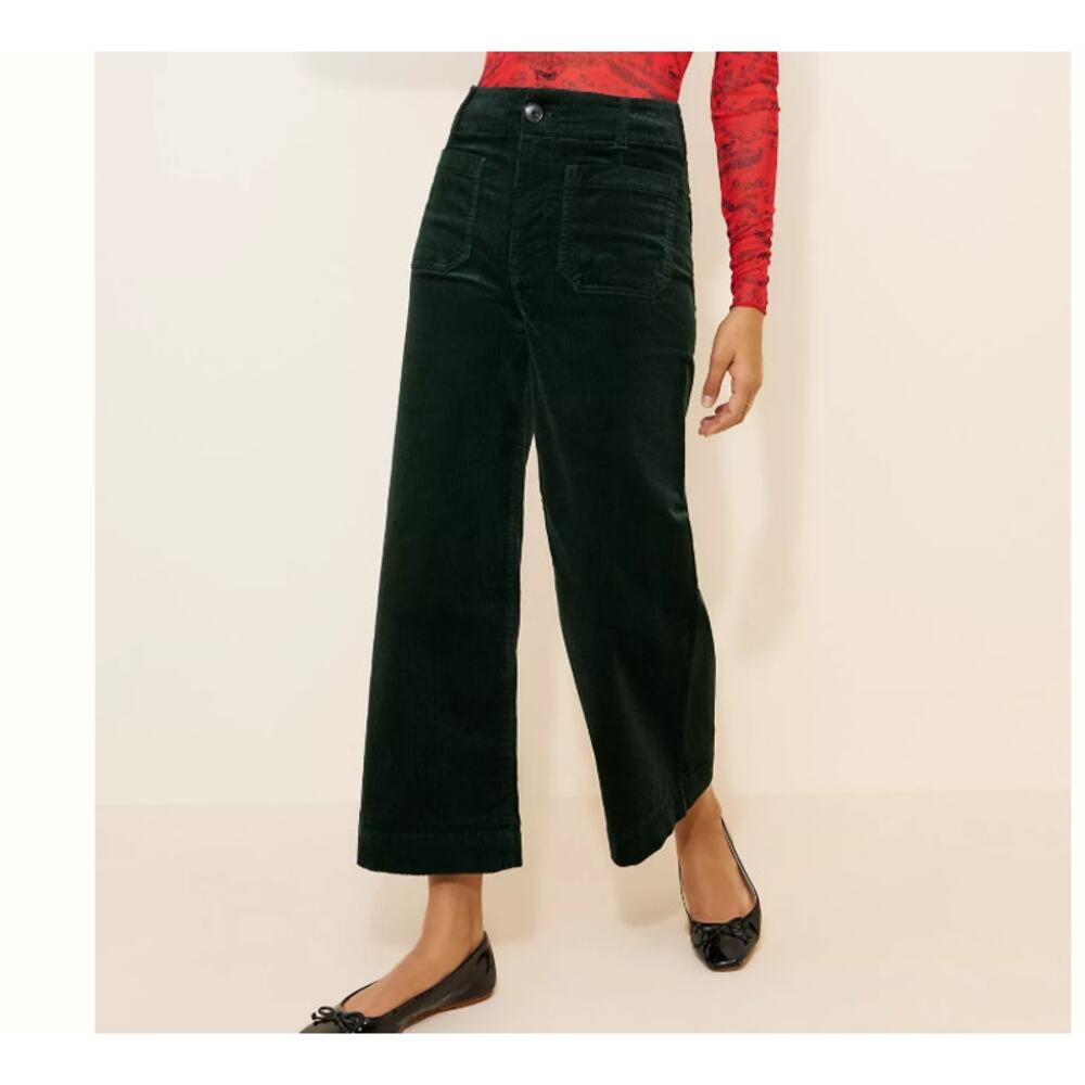 Maeve Colette Green Corduroy Wide Leg Pants (Size 29)